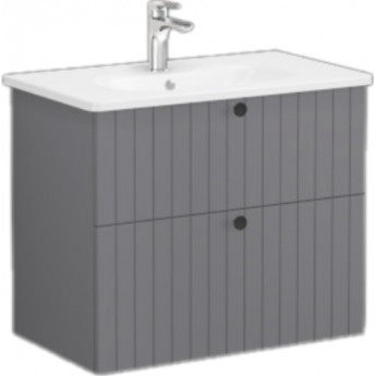Тумба VITRA ROOT GROOVE 80 см с круглой раковиной 2 ящика матовый серый