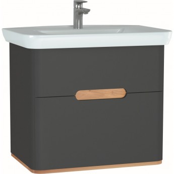 Тумба VITRA SENTO с раковиной, с 2 ящиками, 80 см, с LED подсветкой, цвет матовый антрацит ( ножки 61069 заказываются отдельно )